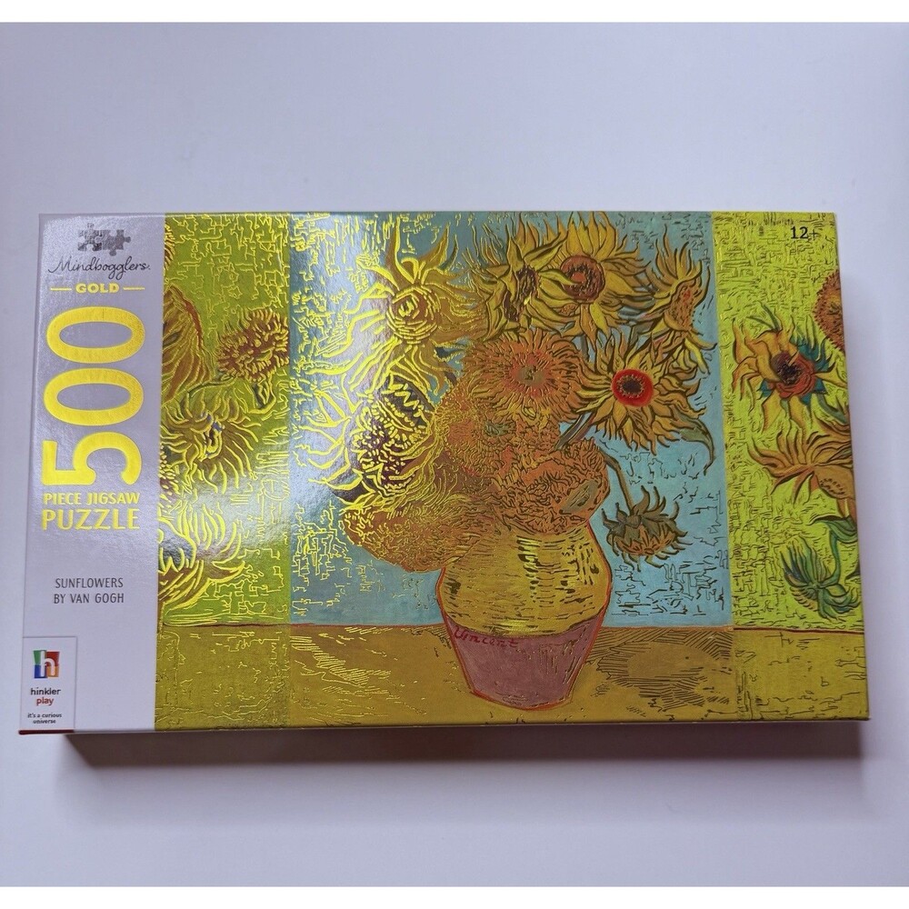 HINKLER NEW Mindbogglers Gold Sunflower By Van Gogh 500 Piece Jigsaw Puzzle